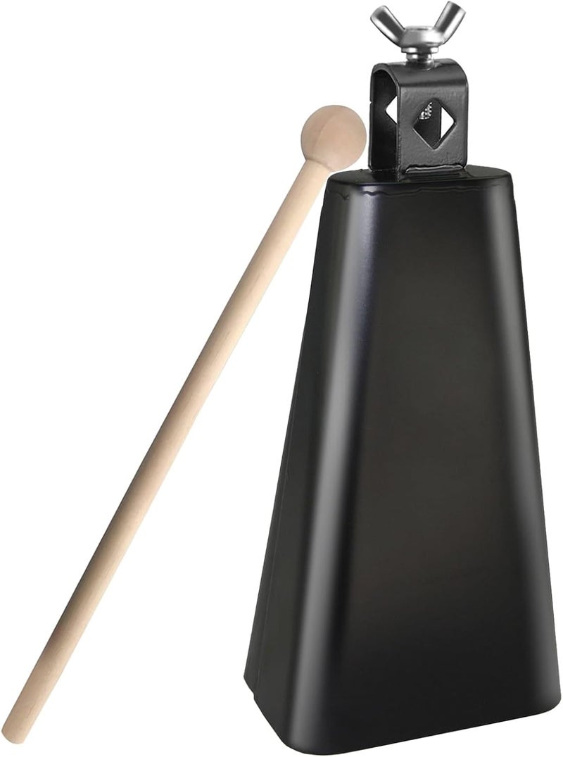GOGHOST Steel Cowbell with Stick, Noise Makers Hand Metal Percussion Cow Bells for Drum Set (8") - Image 1